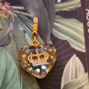 Gold Heart Pendant with Crown Design